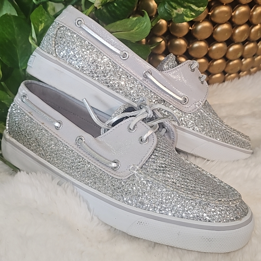 Sperry Top-Sider Bahama Silver Glitter Loafers